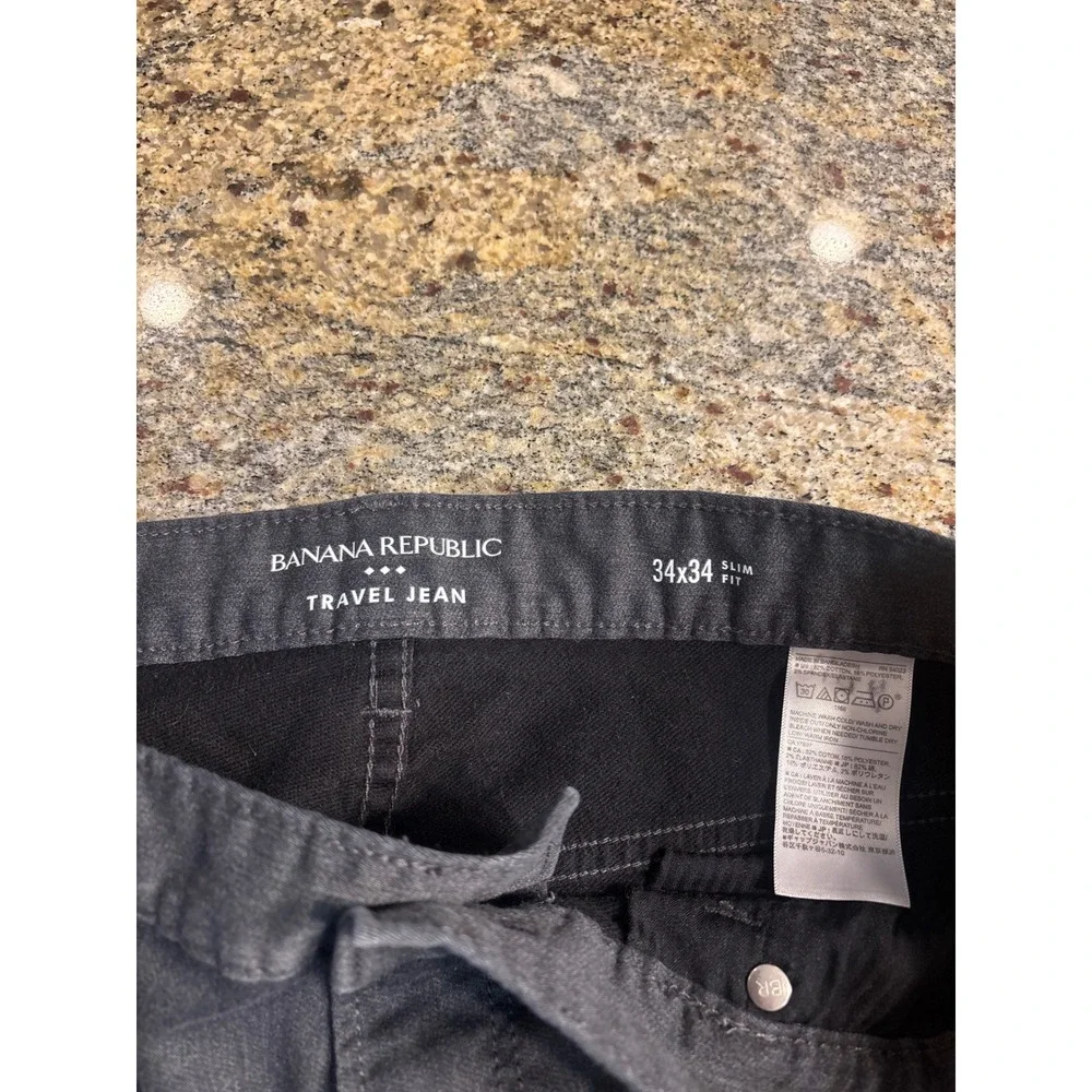 Lot of 3 Banana Republic Travel Jeans Slim Fit Dark Gray 34x32‎ Mens Pants